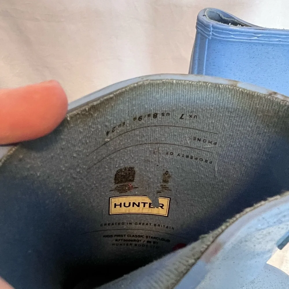 Hunter Classic Blue Waterproof Boots for Kids. Size 7.